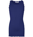 Rosemunde Top - Lang - Beatha -  Rib - Sodalite Blue m. Blonder