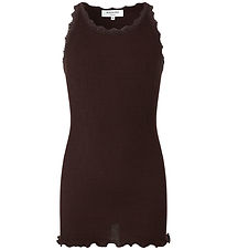 Rosemunde Top - Lang - Silke/Bomuld - Dark Espresso m. Blonder