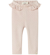 Lil' Atelier Leggings - NbfRachel - Peach Whip m. Hulmønster